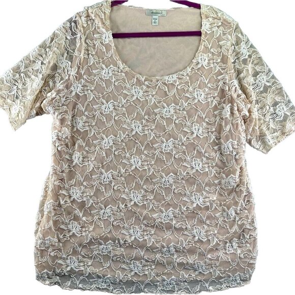DressBarn Lace Overlay Blouse Women’s 3X Pink Short Sleeve Wedding *Made in USA* - Picture 11 of 11